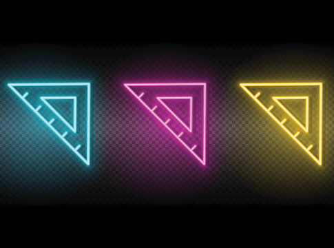 Illustration of three triangles in glowing neon colors